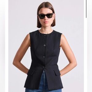 NWT Apiece Apart Black Elu Crew Cotton Linen Blend Vest